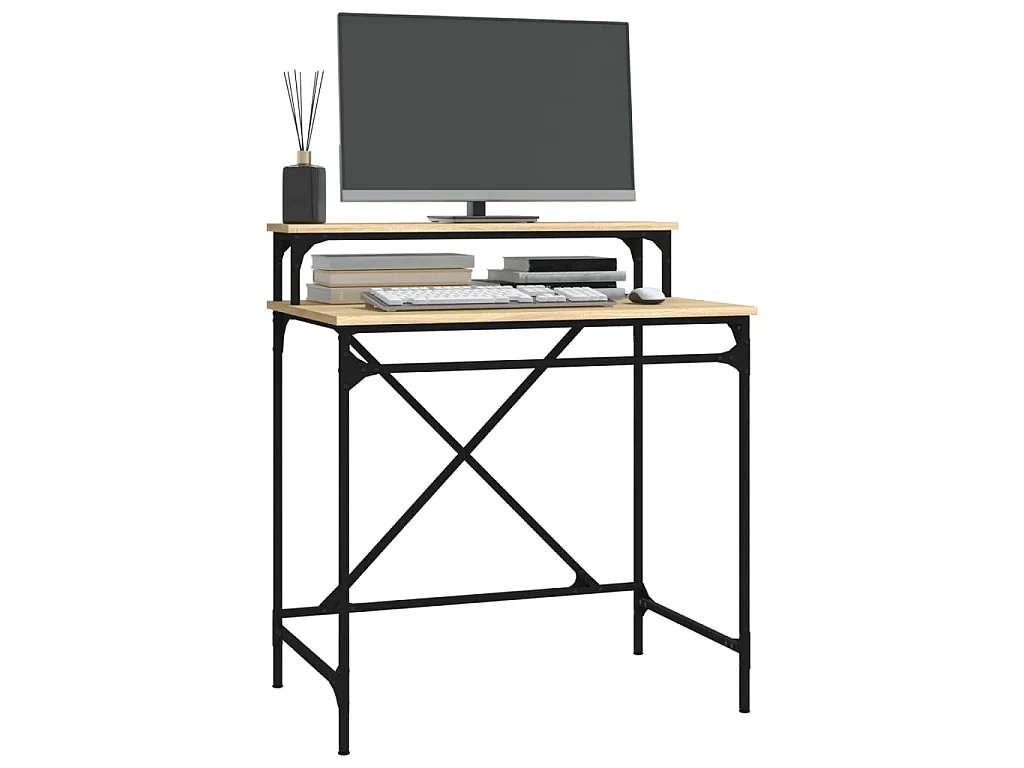 Bureau chêne sonoma 80x50x90 cm bois d'ingénierie et fer