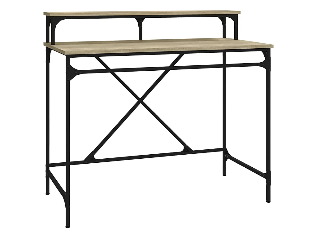 Schreibtisch Sonoma-Eiche 100x50x90 cm Holzwerkstoff und Eisen