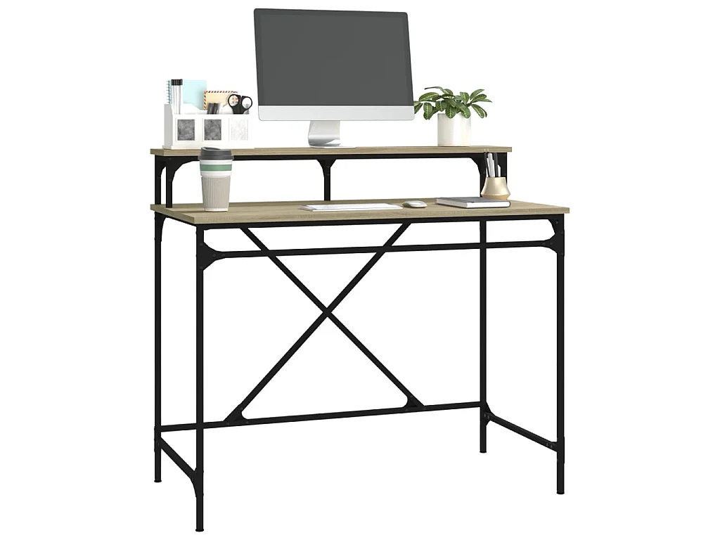 Schreibtisch Sonoma-Eiche 100x50x90 cm Holzwerkstoff und Eisen