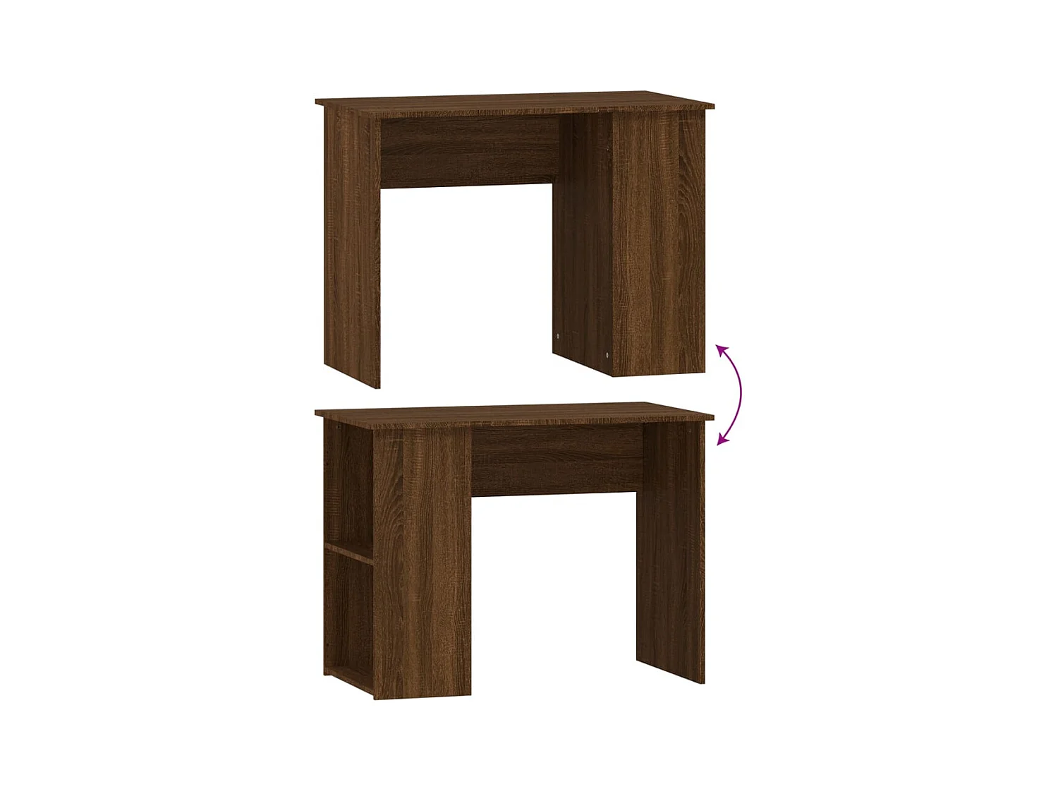 Bureau chêne marron 100x55x75 cm bois d'ingénierie