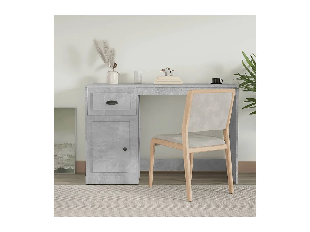Bureau avec tiroir gris béton 115x50x75 cm bois d'ingénierie