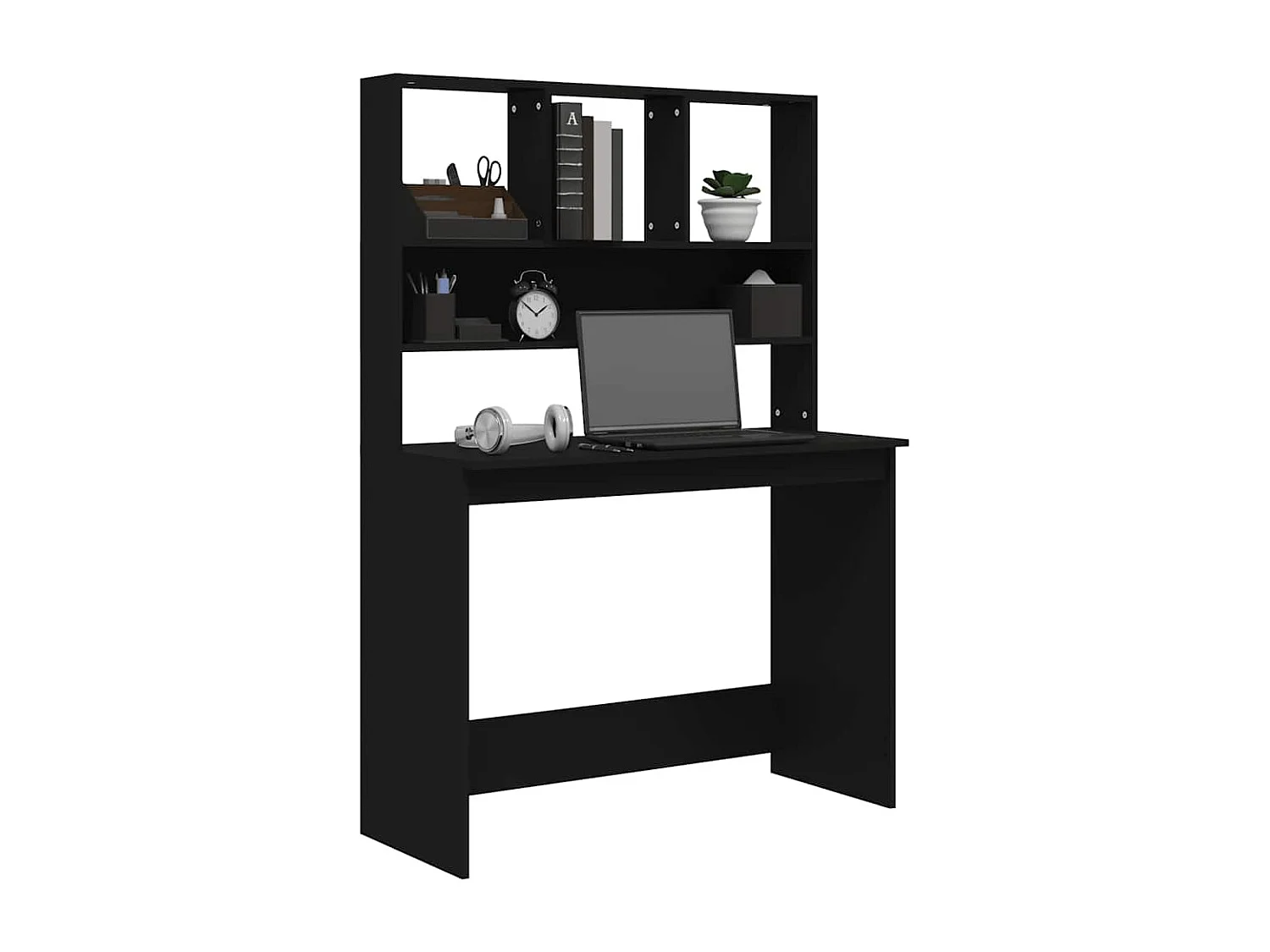 Bureau avec étagères Noir 102x45x148 cm Bois d'ingénierie