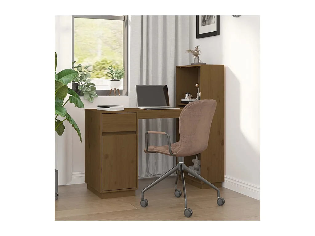 Bureau 110x53x117 cm massief grenenhout honingbruin