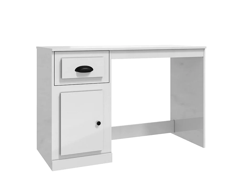 Scrivania Cassetto Bianco Lucido 115x50x75 cm Legno Multistrato