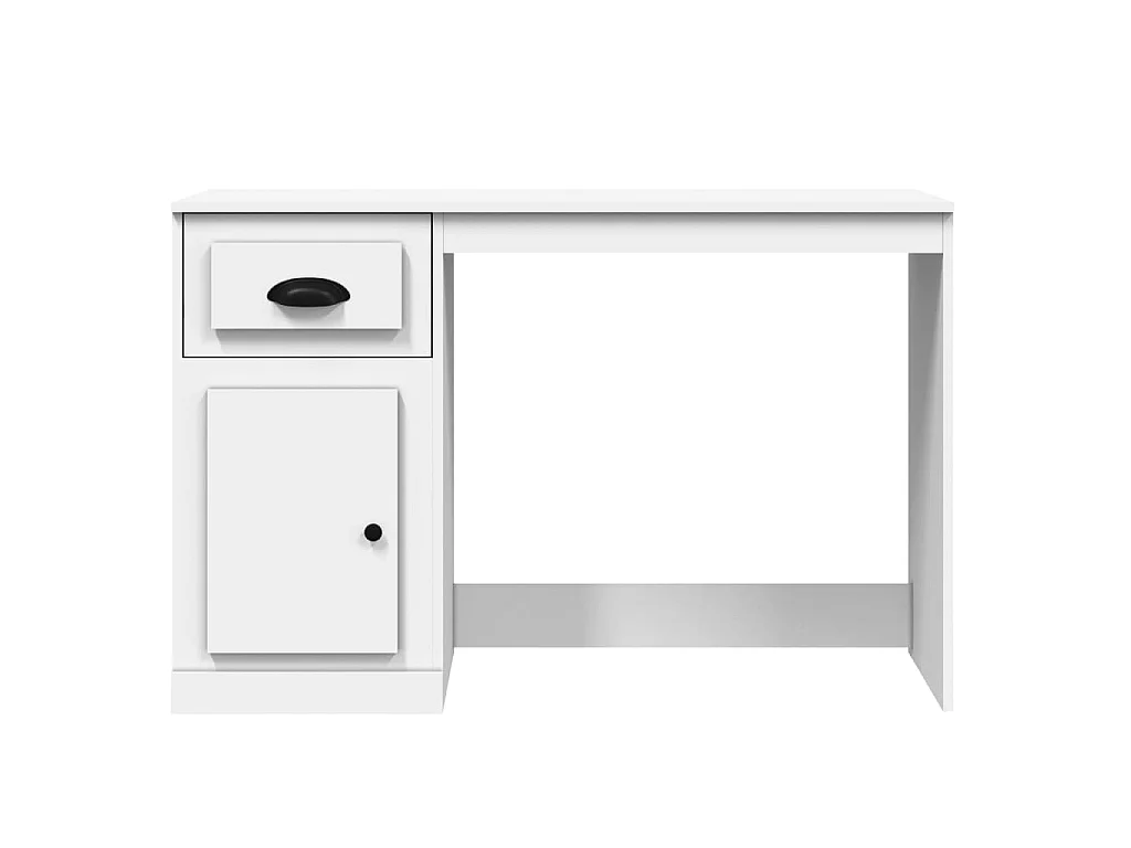 Scrivania Cassetto Bianco Lucido 115x50x75 cm Legno Multistrato