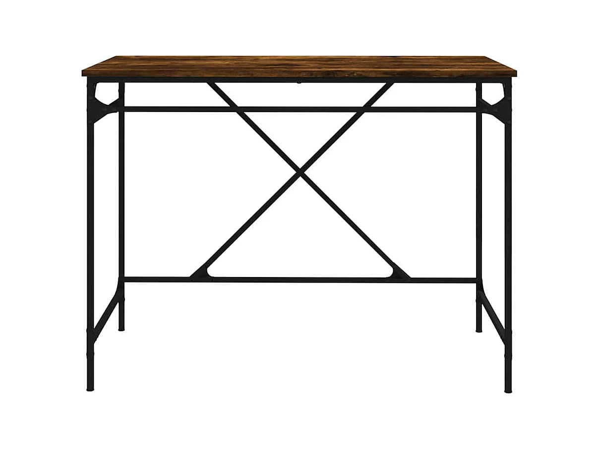 Bureau chêne fumé 100x50x75 cm bois d'ingénierie et fer