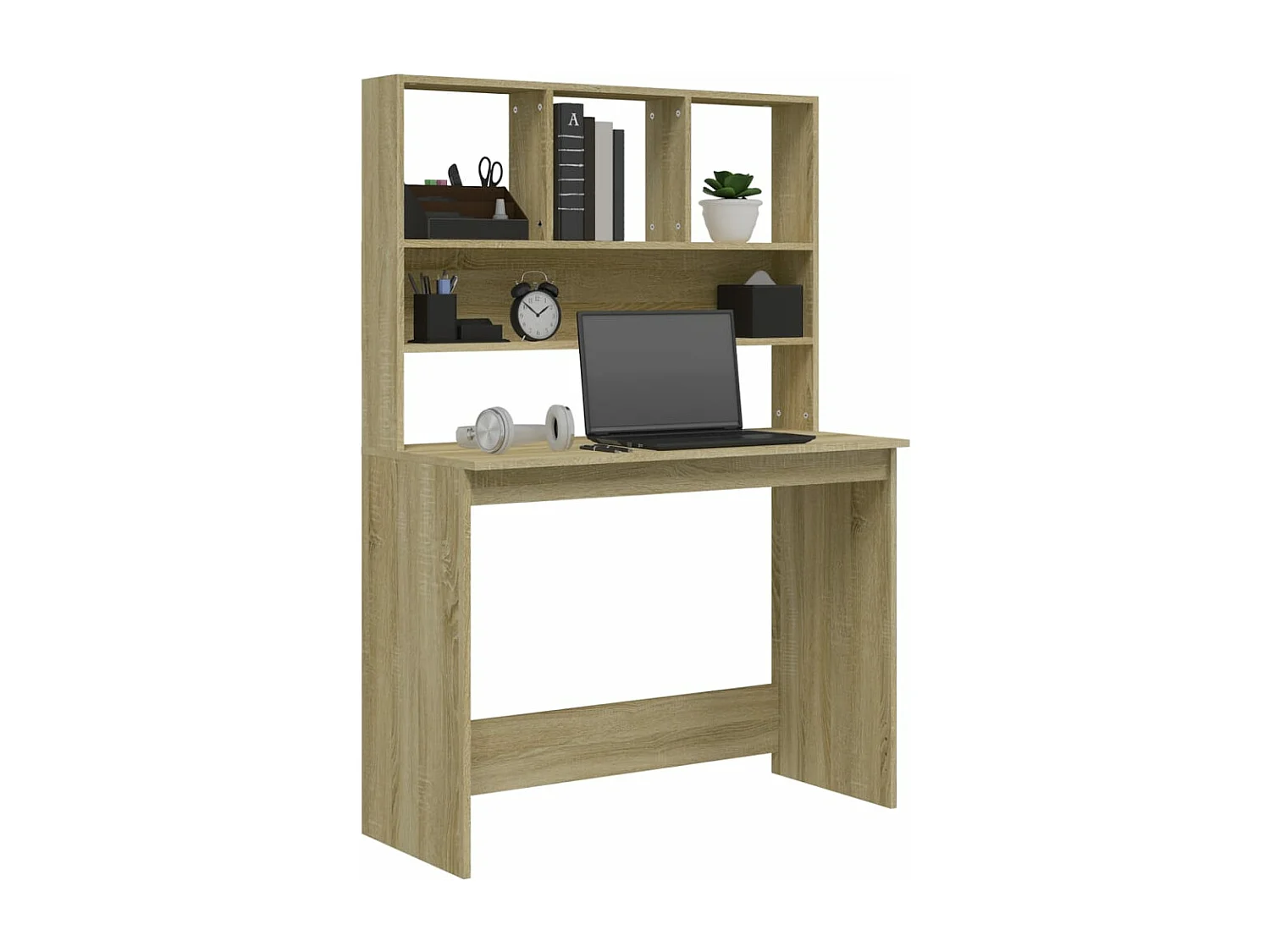 Bureau met schappen 102x45x148 bewerkt hout sonoma eikenkleur