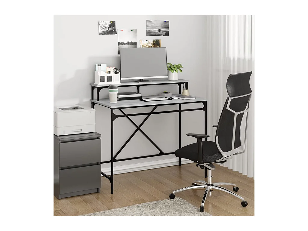 Bureau 100x50x90 cm bewerkt hout en ijzer grijs sonoma eiken