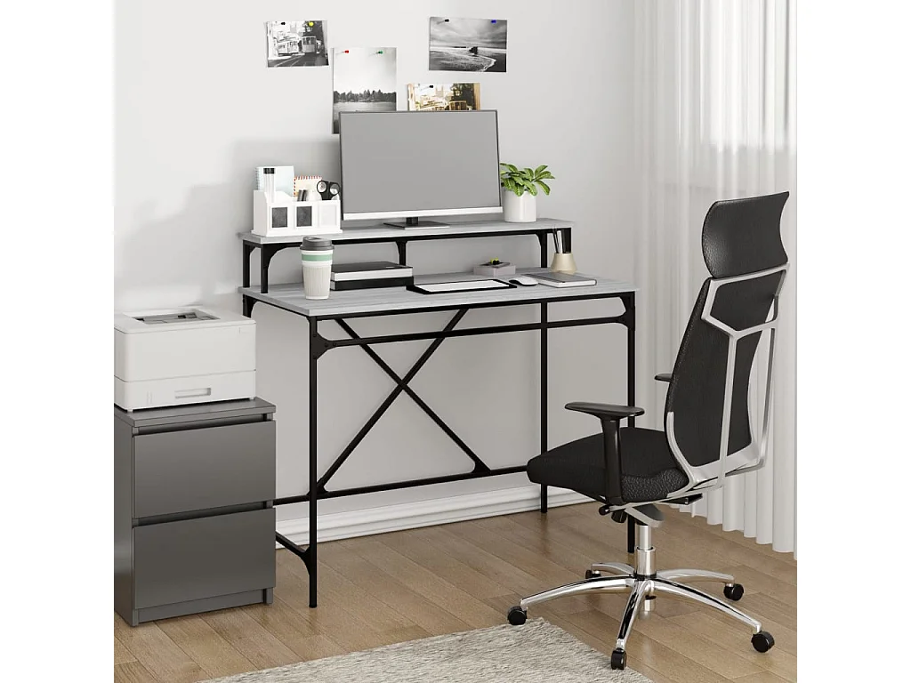Bureau sonoma gris 100x50x90 cm bois d'ingénierie et fer