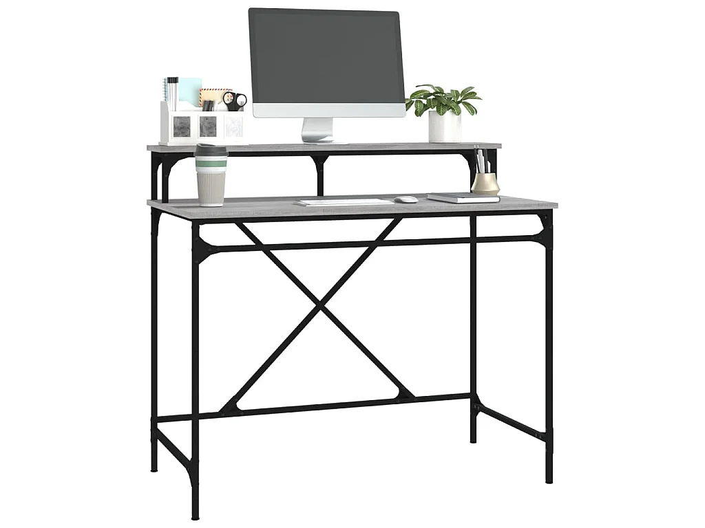 Bureau sonoma gris 100x50x90 cm bois d'ingénierie et fer
