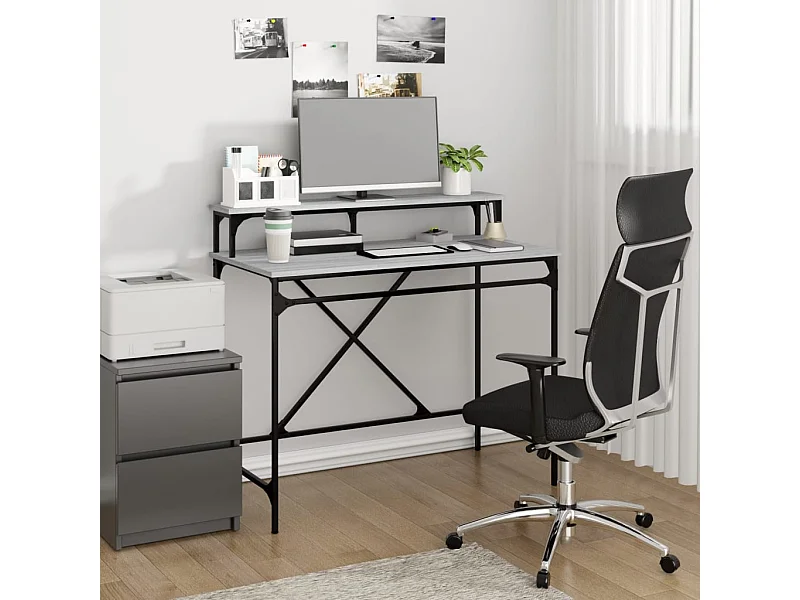 Bureau 100x50x90 cm bewerkt hout en ijzer grijs sonoma eiken