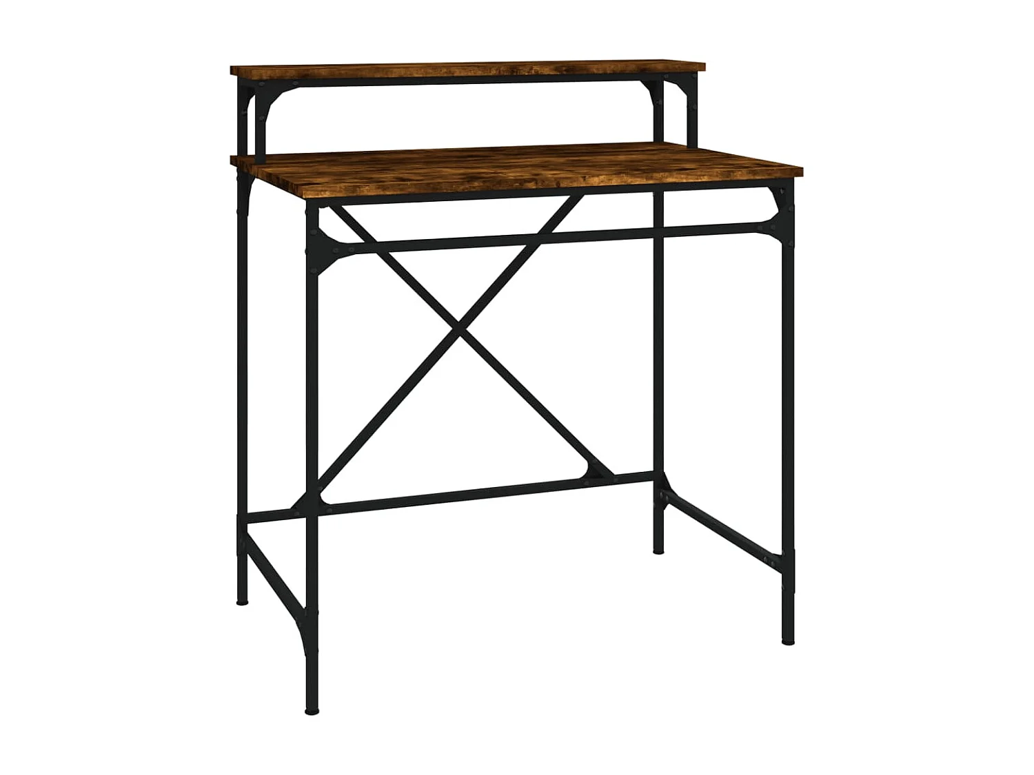 Bureau chêne fumé 80x50x90 cm bois d'ingénierie et fer