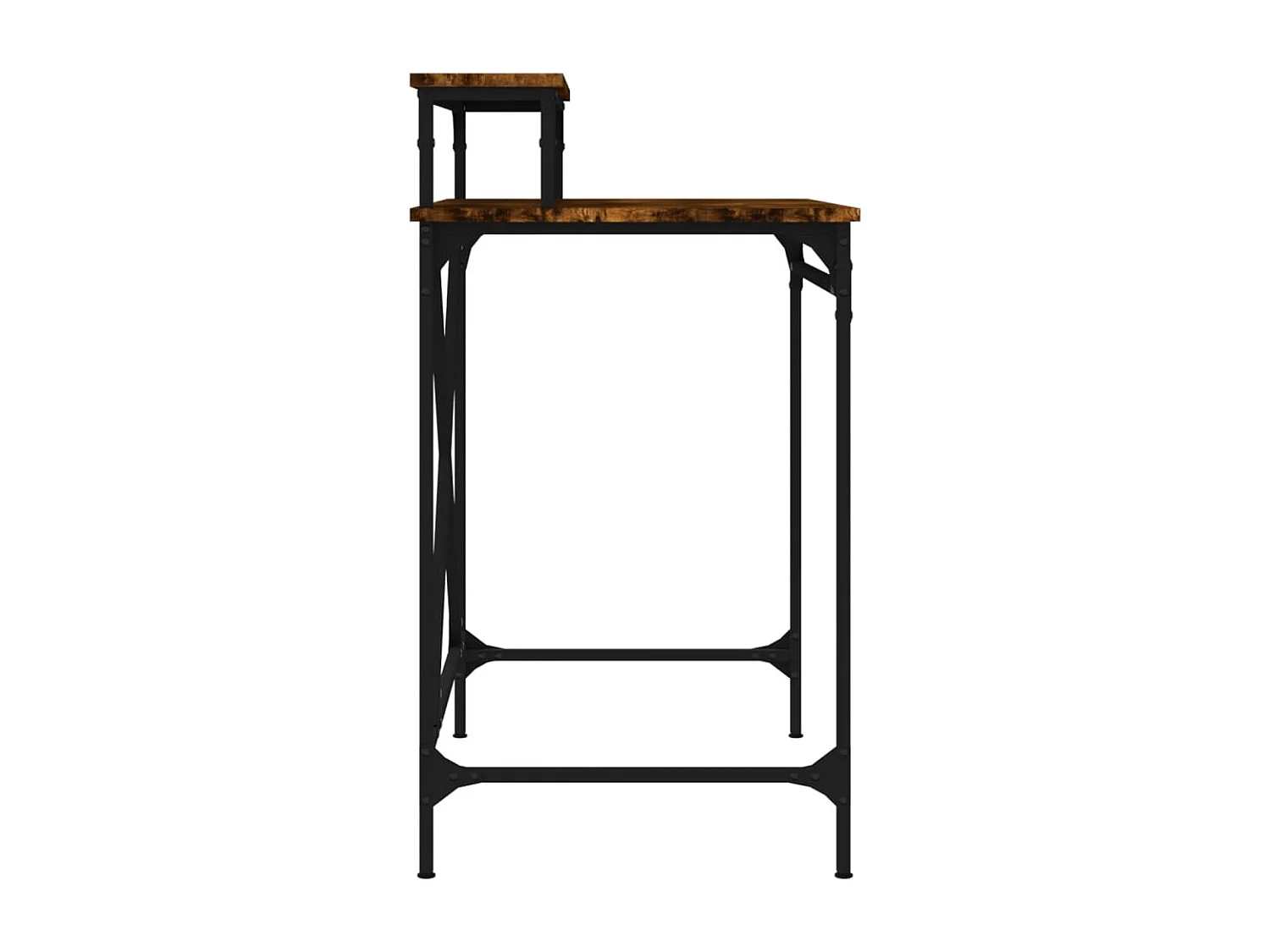 Bureau chêne fumé 80x50x90 cm bois d'ingénierie et fer