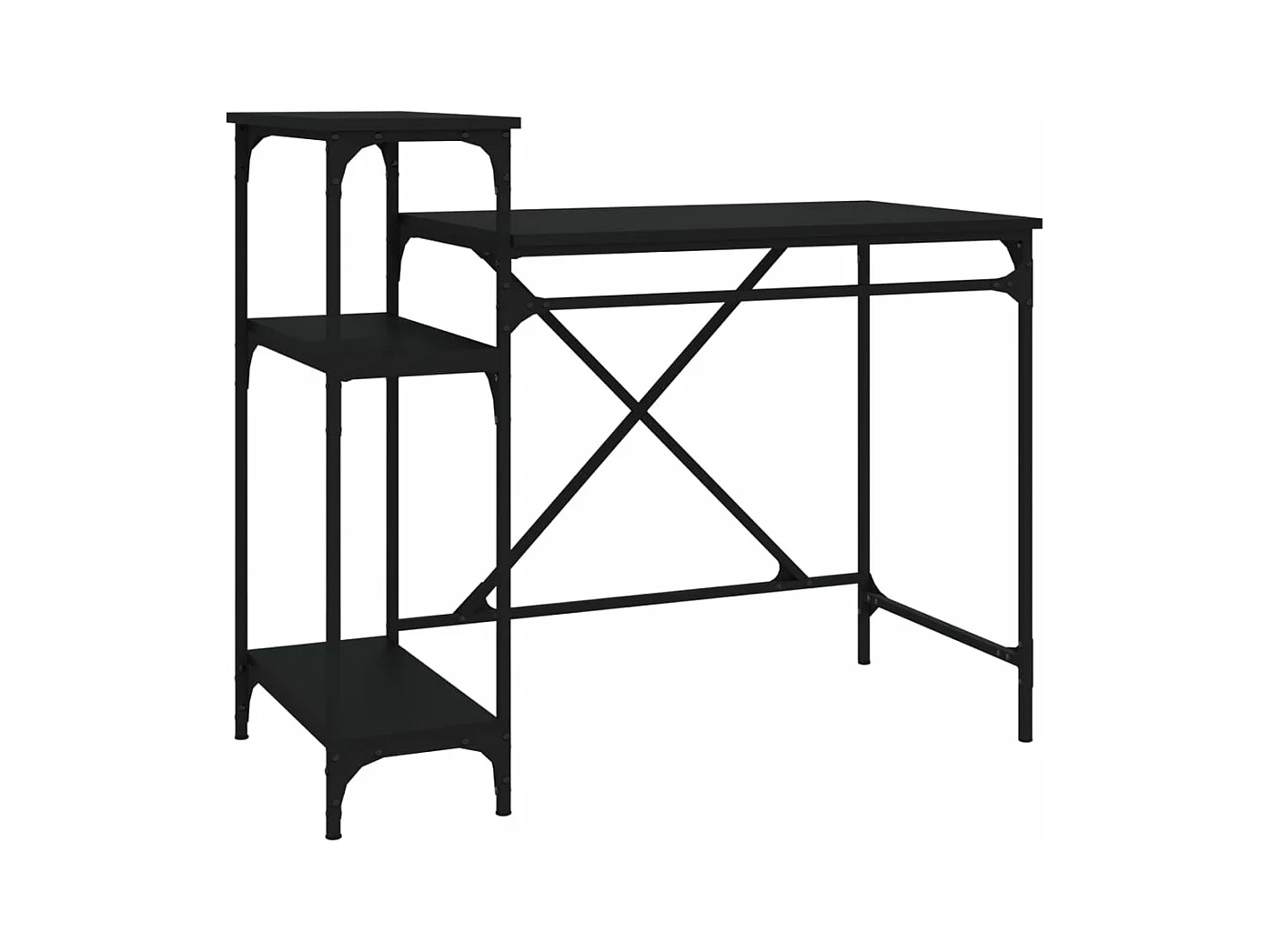 Bureau avec étagères noir 105x50x90 cm bois d'ingénierie et fer