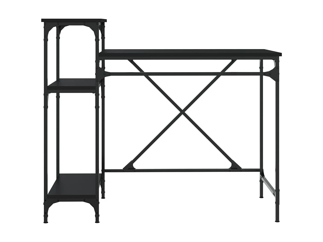 Bureau avec étagères noir 105x50x90 cm bois d'ingénierie et fer