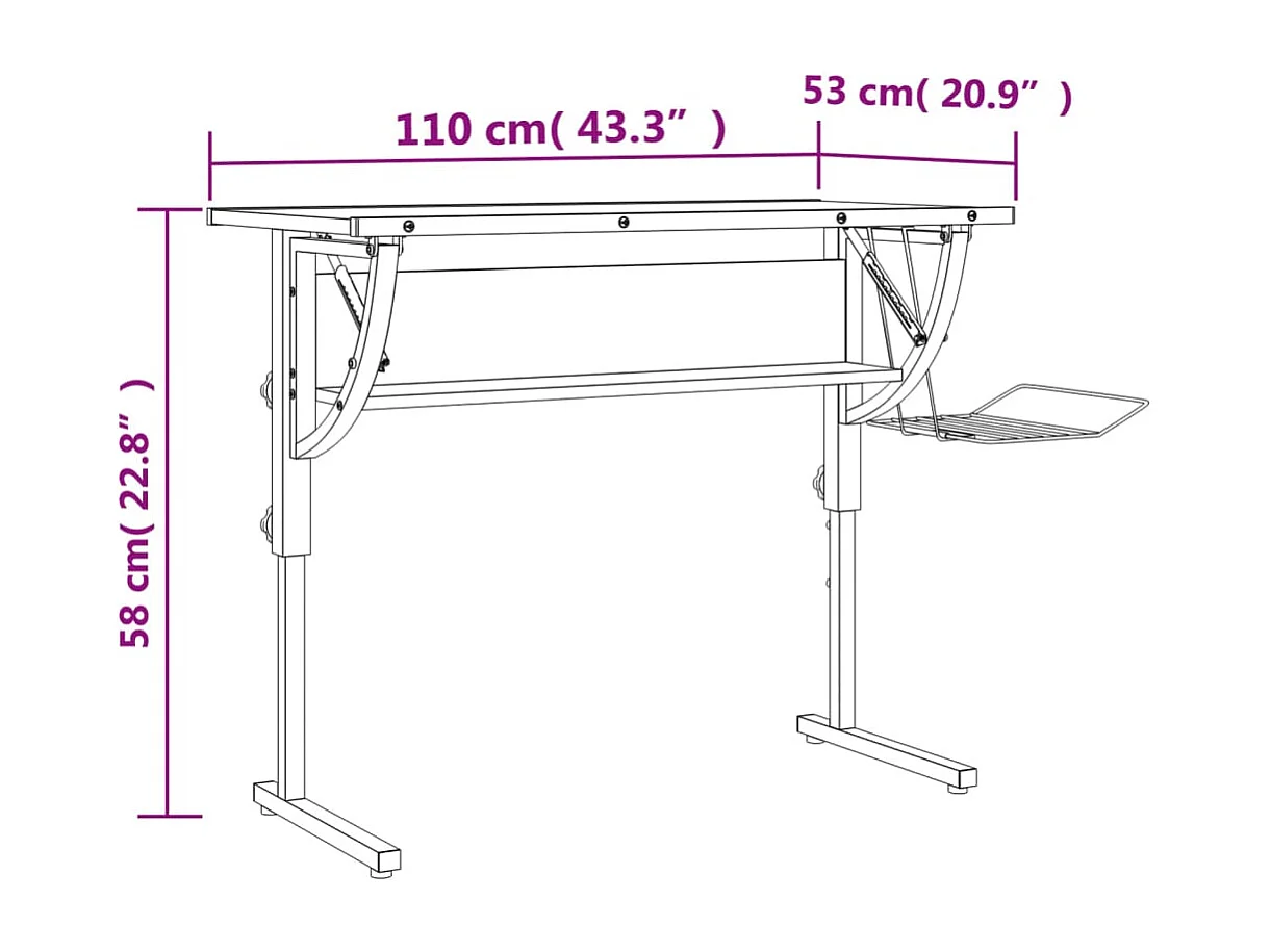 Basteltisch Sonoma Eiche & Grau 110x53x(58-87) cm Holzwerkstoff