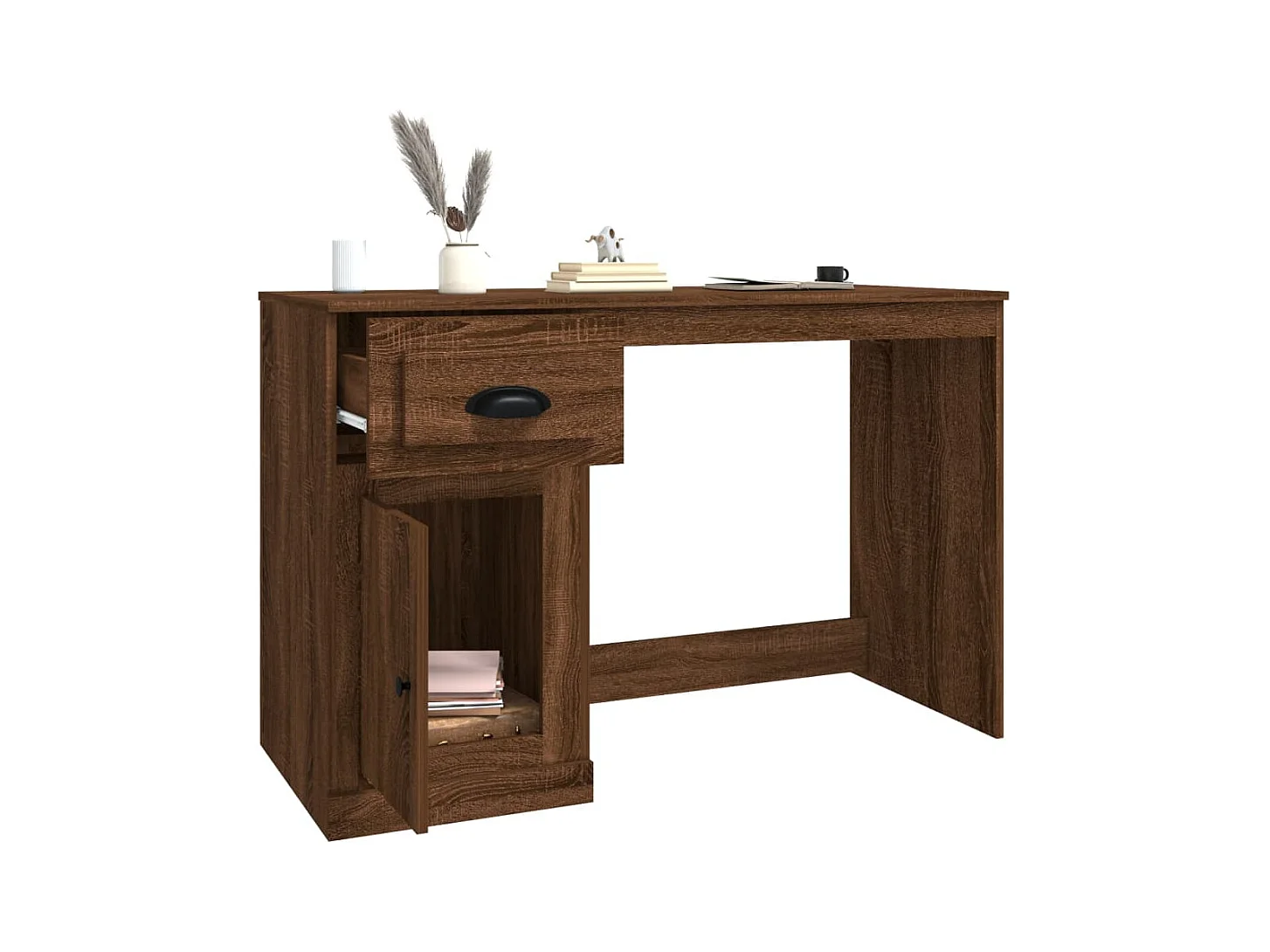 Bureau met lade 115x50x75 cm bewerkt hout bruin eikenkleur