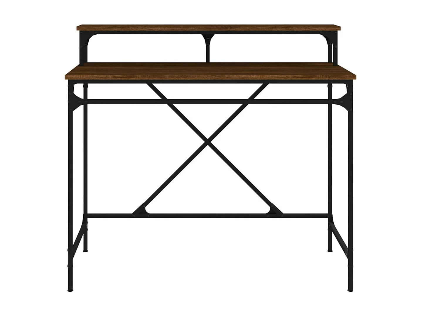 Bureau 100x50x90 cm bewerkt hout en ijzer bruin eikenkleur