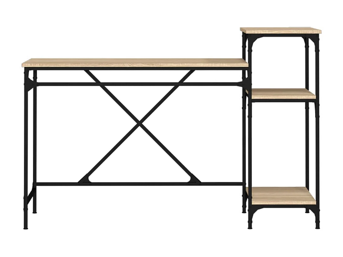 Bureau et étagères chêne sonoma 135x50x90cm bois ingénierie/fer