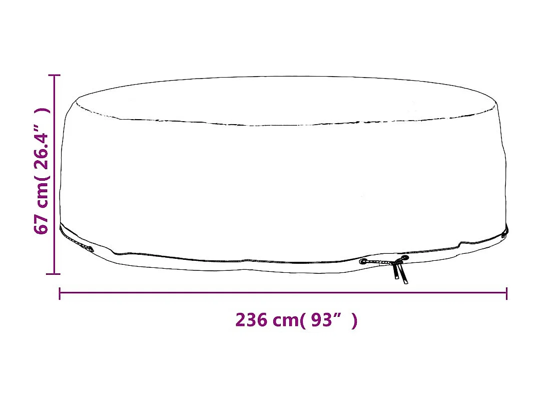 Abdeckung für Lounge-Insel 10 Ösen Ø236x67 cm Rund
