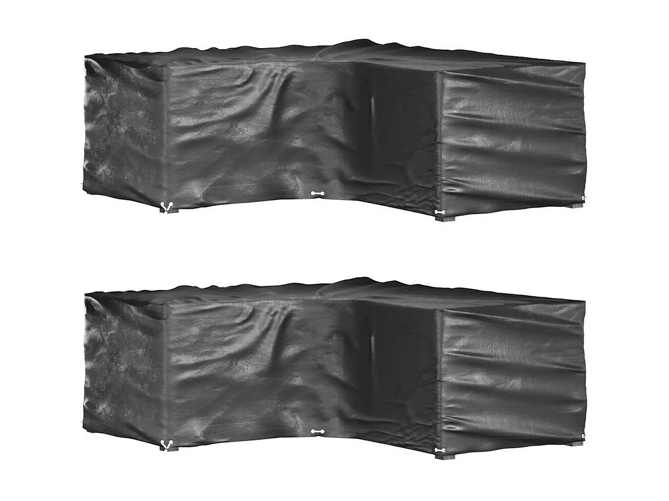 Gartenmöbel-Abdeckungen in L-Form 2 Stk. 16 Ösen 215x215x70 cm