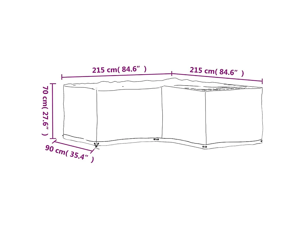 Coperture Mobili da Giardino a L 2pz 16 Occhielli 215x215x70cm