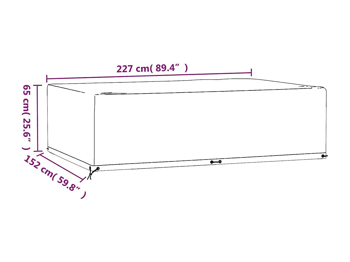 Gartenmöbel-Abdeckungen 2 Stk. 12 Ösen 227x152x65 cm Rechteckig