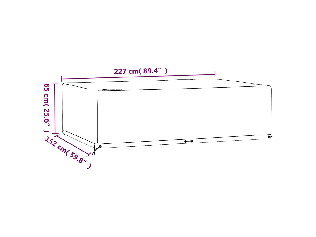 Housses de salon de jardin 2 pcs 12 œillets rectangulaire