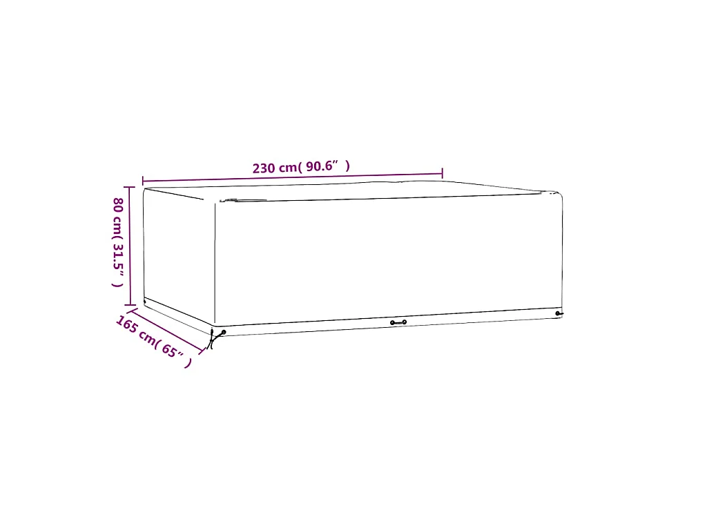 Housses de salon de jardin 2 pcs 12 œillets rectangulaire