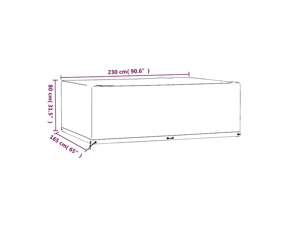 Tuinmeubelhoes met 12 oogjes rechthoekig 230x165x80 cm
