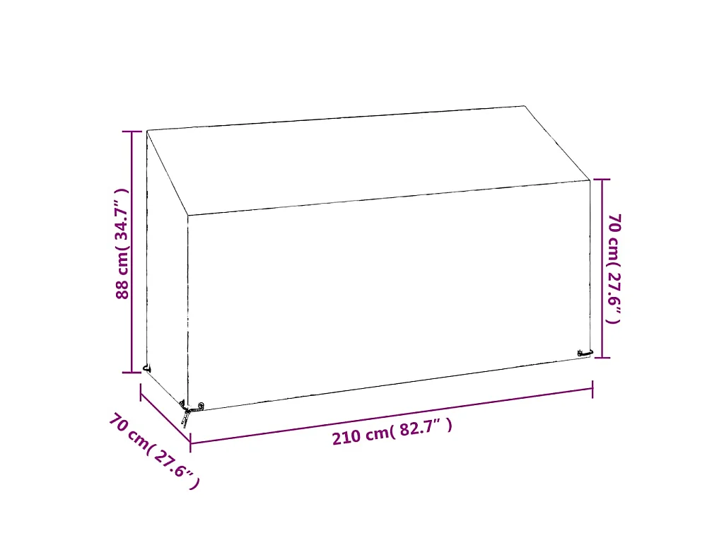 Housses de banc de jardin 2 pcs 12 œillets 210x70x70/88 cm PE