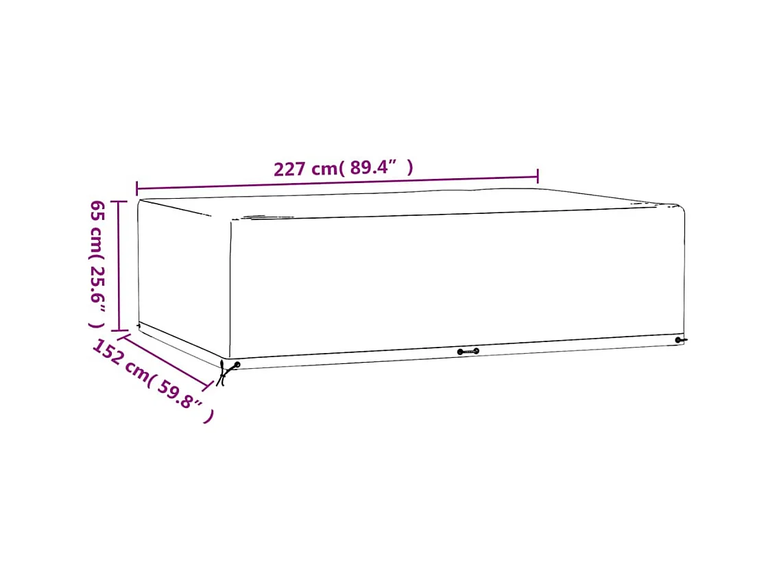 Tuinmeubelhoes met 12 oogjes rechthoekig 227x152x65 cm