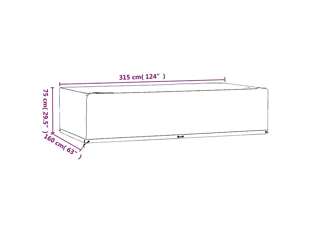 Tuinmeubelhoes met 12 oogjes rechthoekig 315x160x75 cm