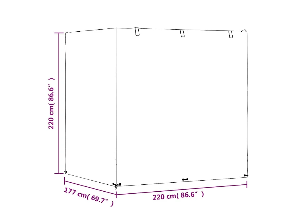 Schommelbankhoes met 12 oogjes 220x177x220 cm polyetheen