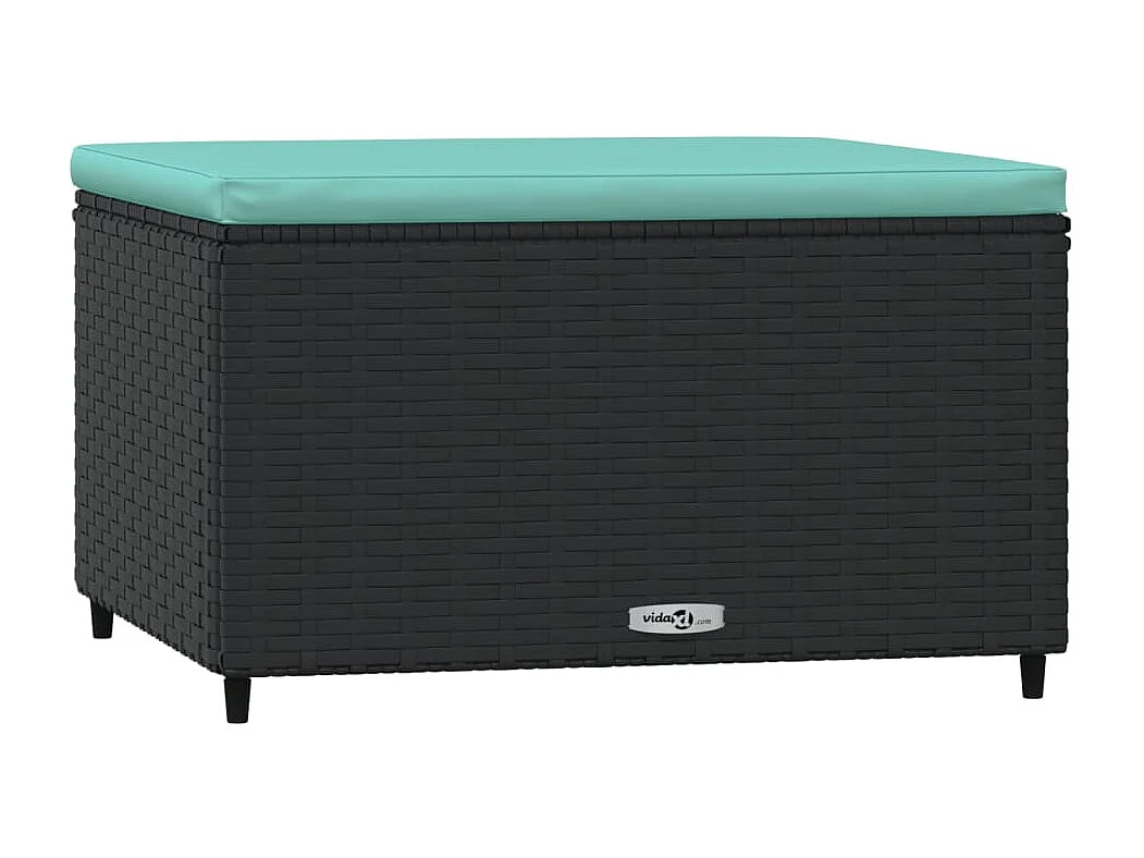 Gartenhocker mit Kissen Schwarz Poly Rattan