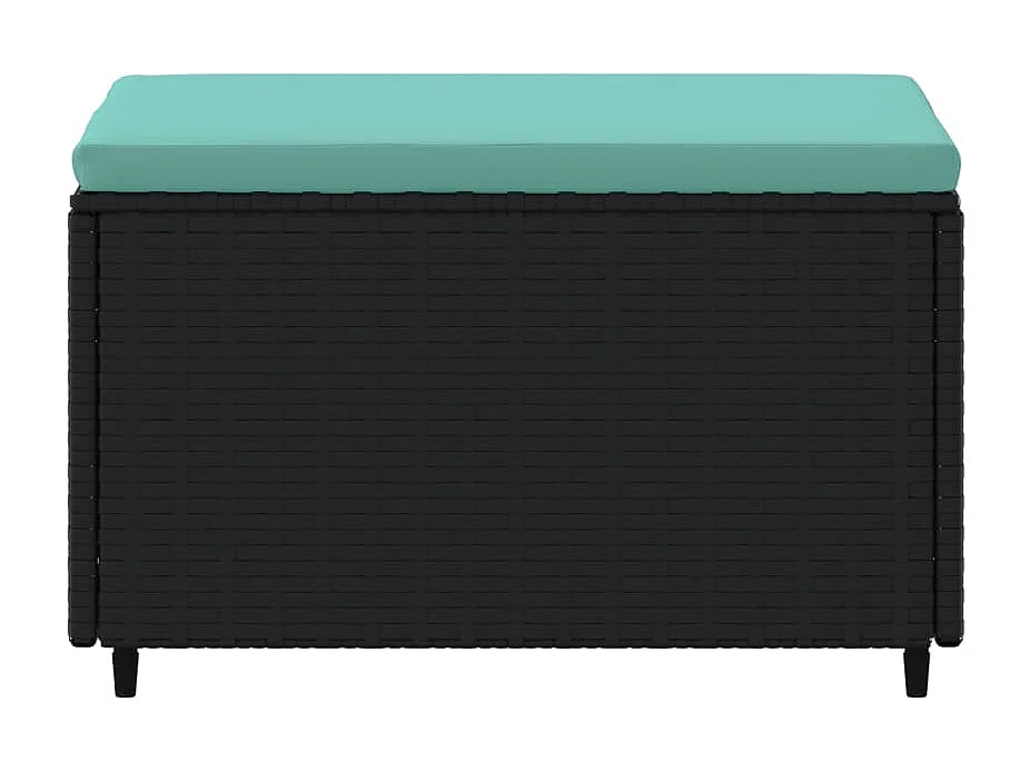 Gartenhocker mit Kissen Schwarz Poly Rattan