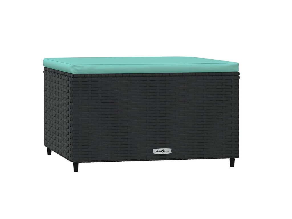 Voetensteun met kussen poly rattan zwart