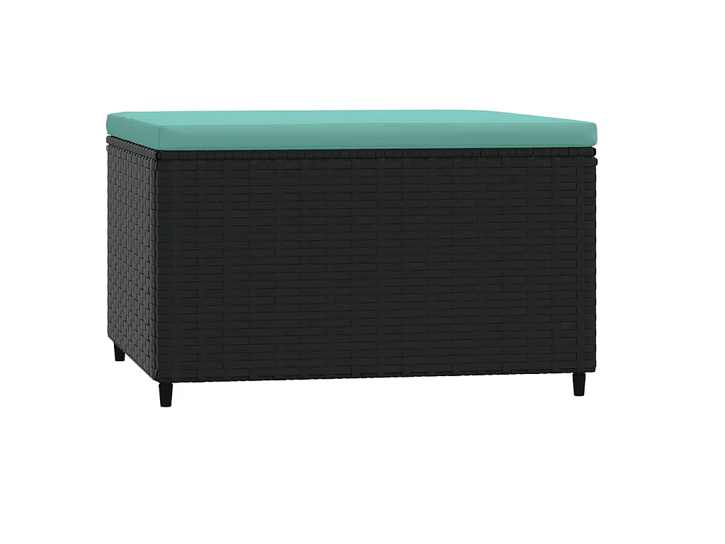 Voetensteun met kussen poly rattan zwart