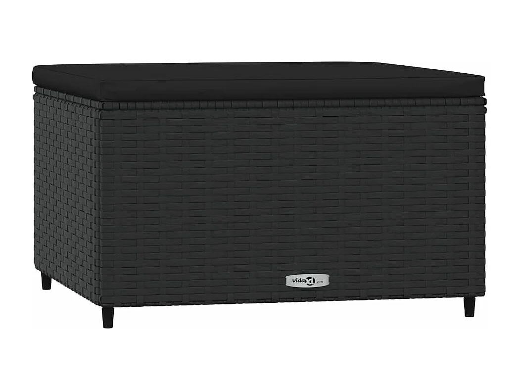 Gartenhocker mit Kissen Schwarz Poly Rattan