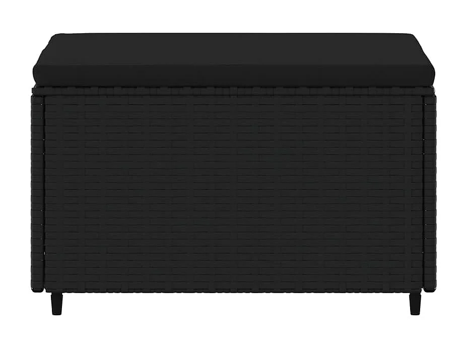 Gartenhocker mit Kissen Schwarz Poly Rattan