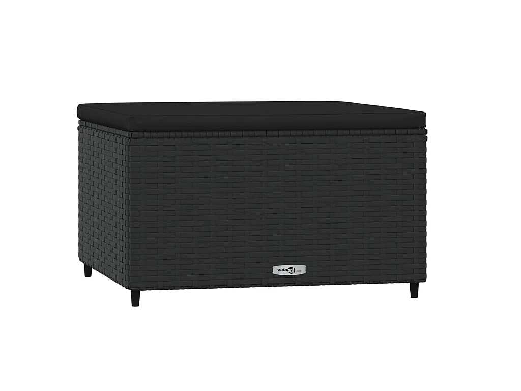 Apoio de pés para jardim com almofadão vime PE preto