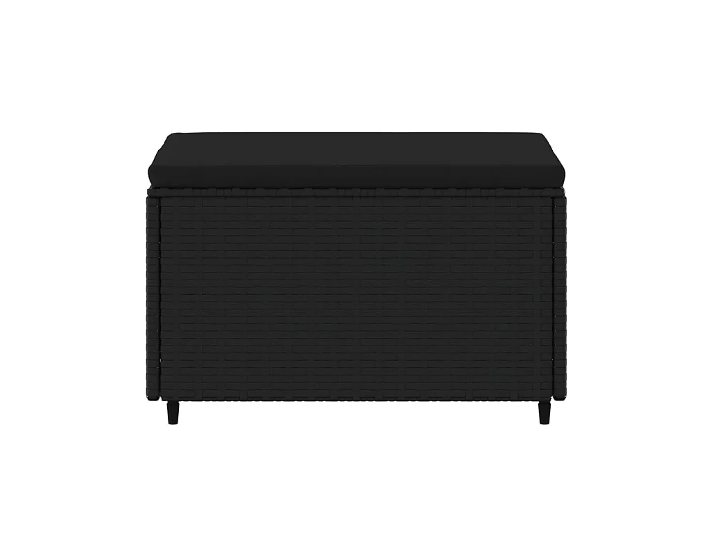 Apoio de pés para jardim com almofadão vime PE preto