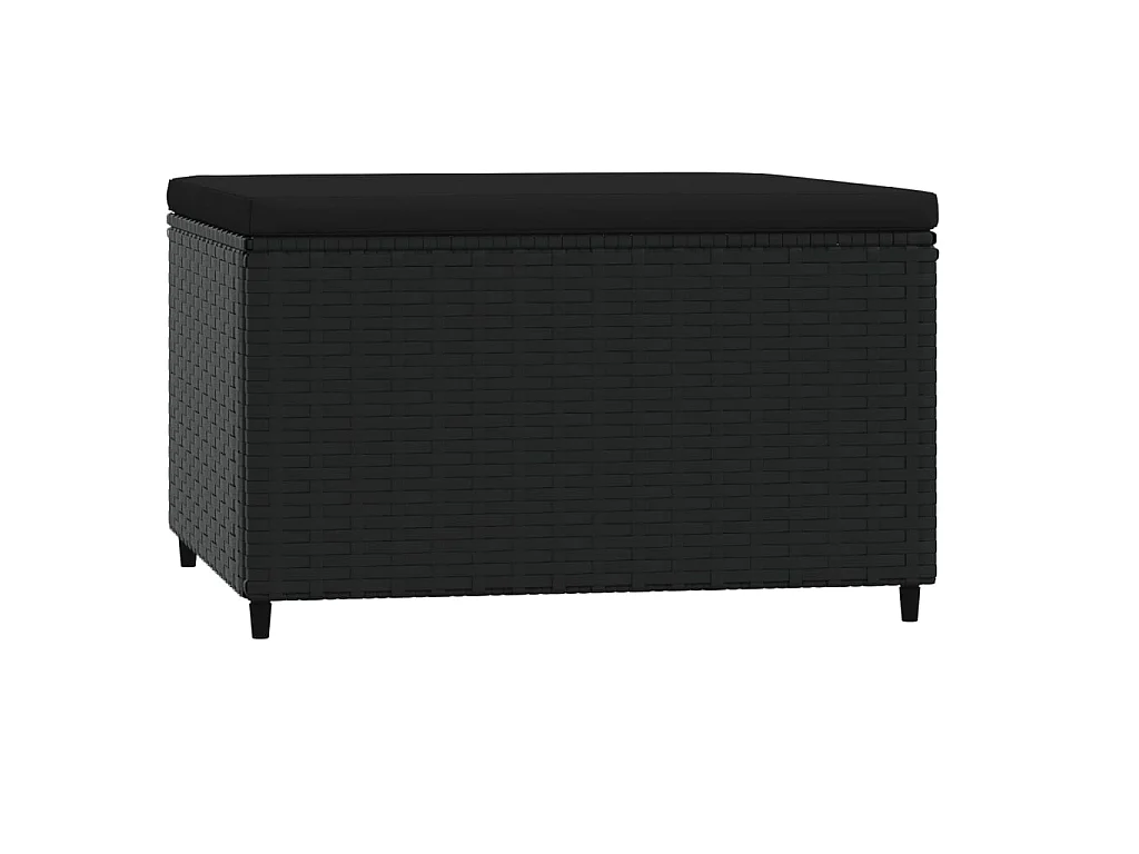 Apoio de pés para jardim com almofadão vime PE preto