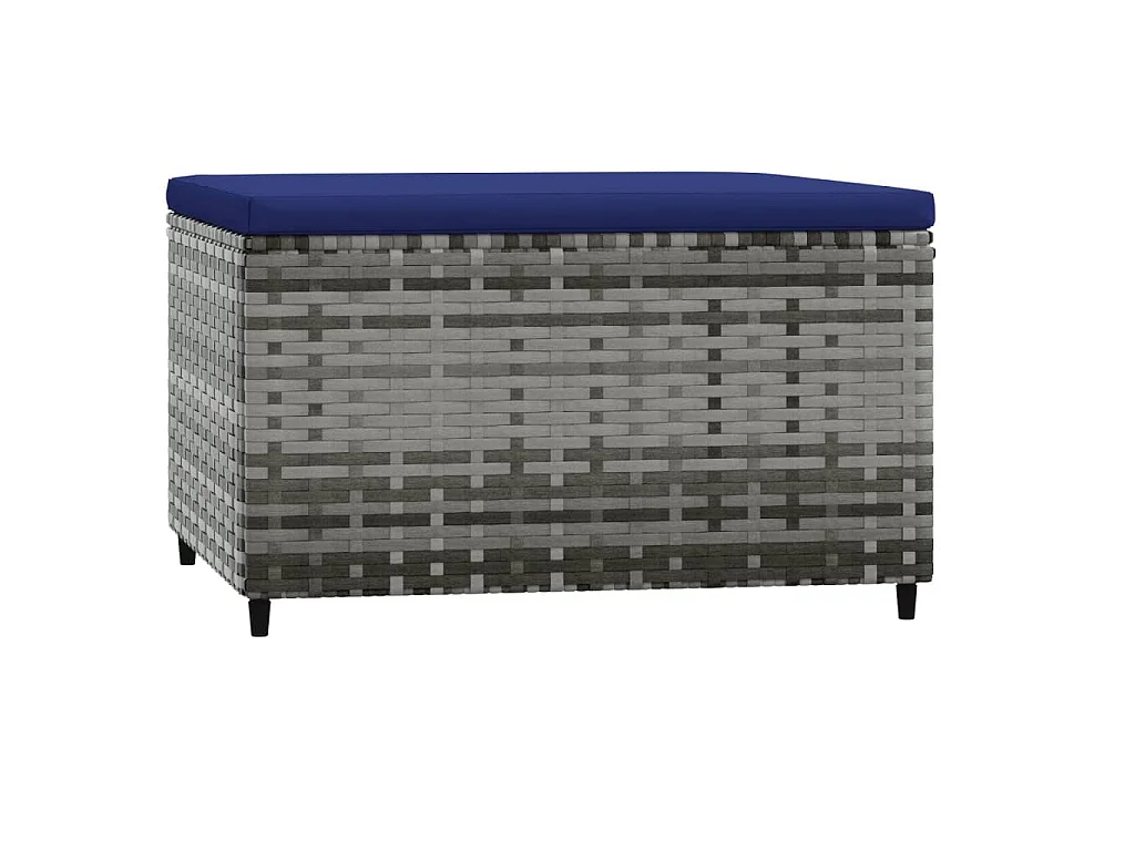 Apoios de pés para jardim com almofadões 2 pcs vime PE cinzento