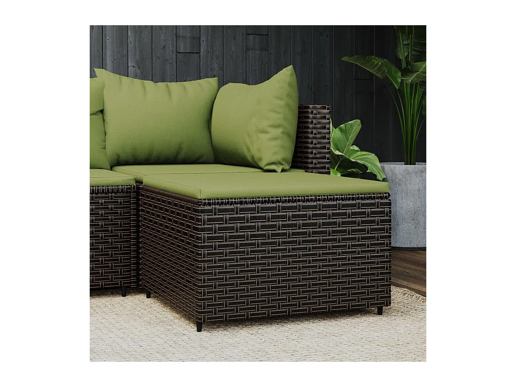 Repose-pied de jardin avec coussin marron résine tressée