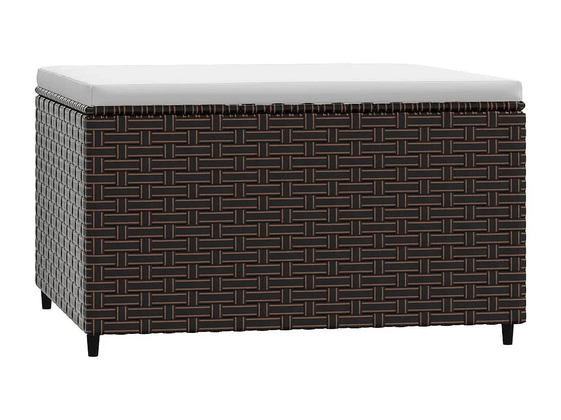 Gartenhocker mit Kissen Braun Poly Rattan