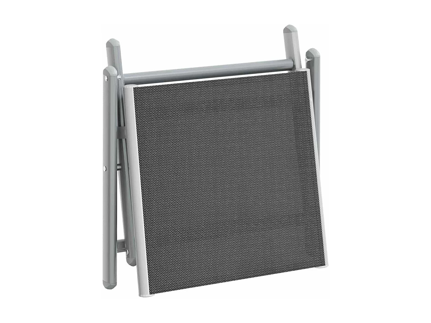 Poggiapiedi Pieghevole Nero e Argento in Textilene e Alluminio