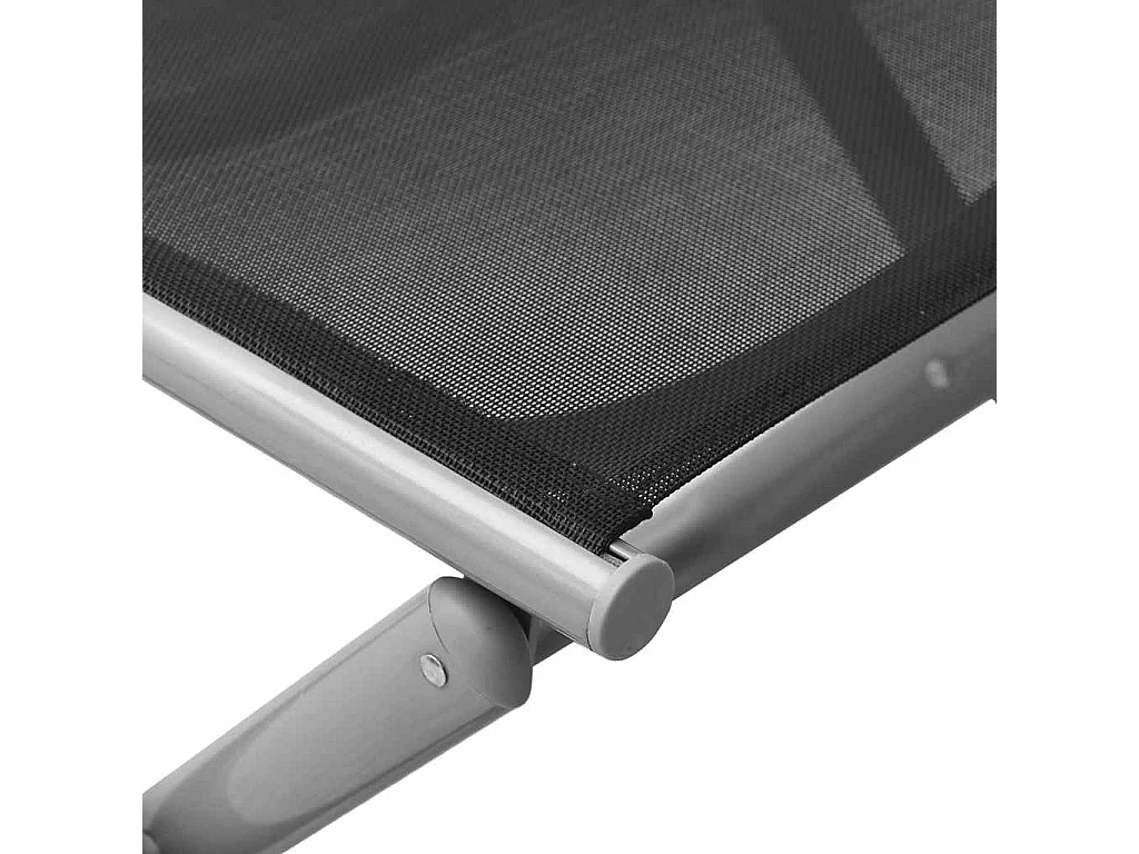 Poggiapiedi Pieghevole Nero e Argento in Textilene e Alluminio