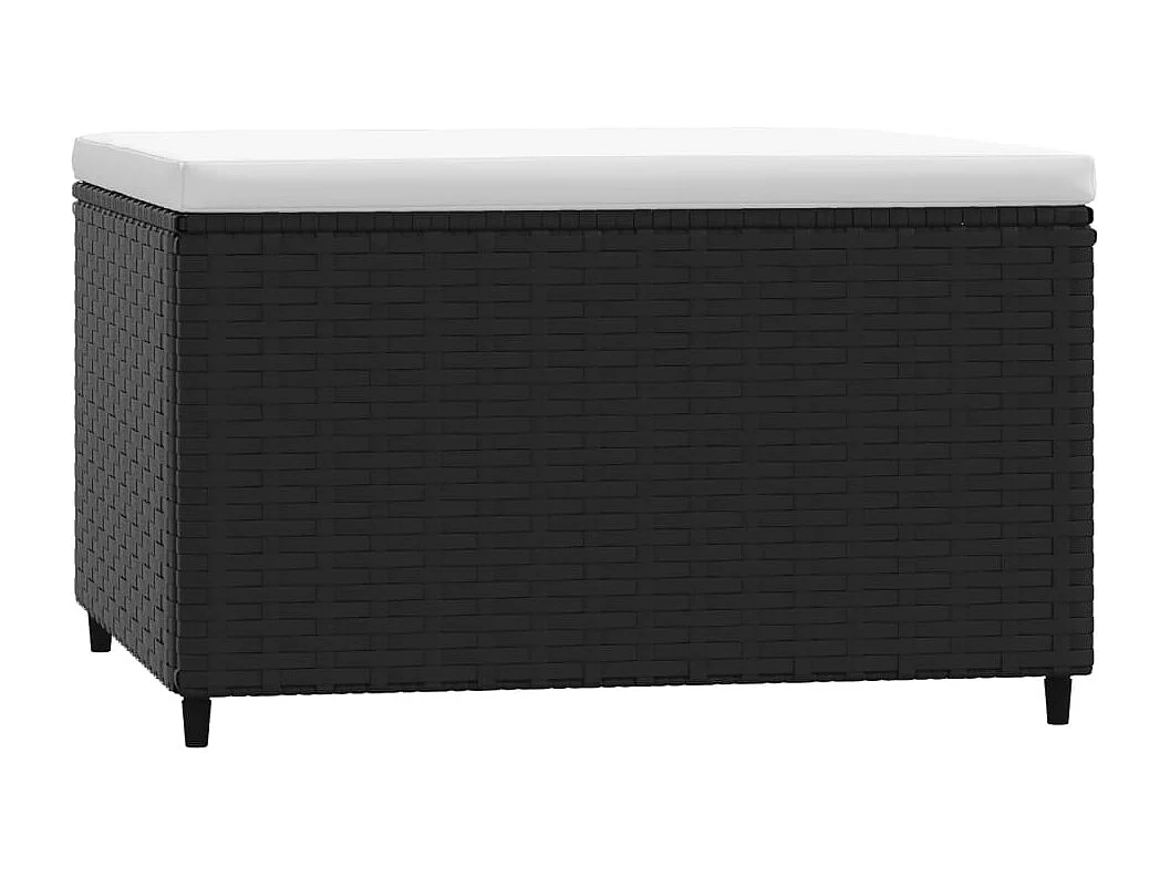 Gartenhocker mit Kissen Schwarz Poly Rattan