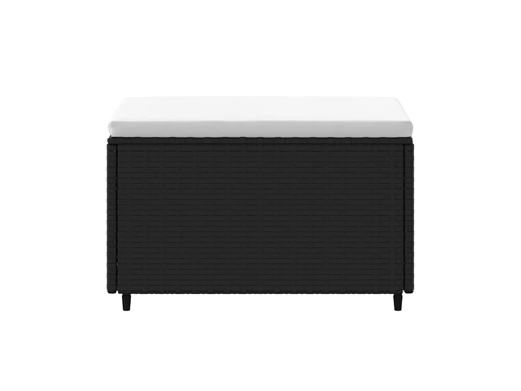 Poggiapiedi da Giardino con Cuscino in Polyrattan Nero